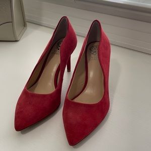Vince Camuto red suede heels